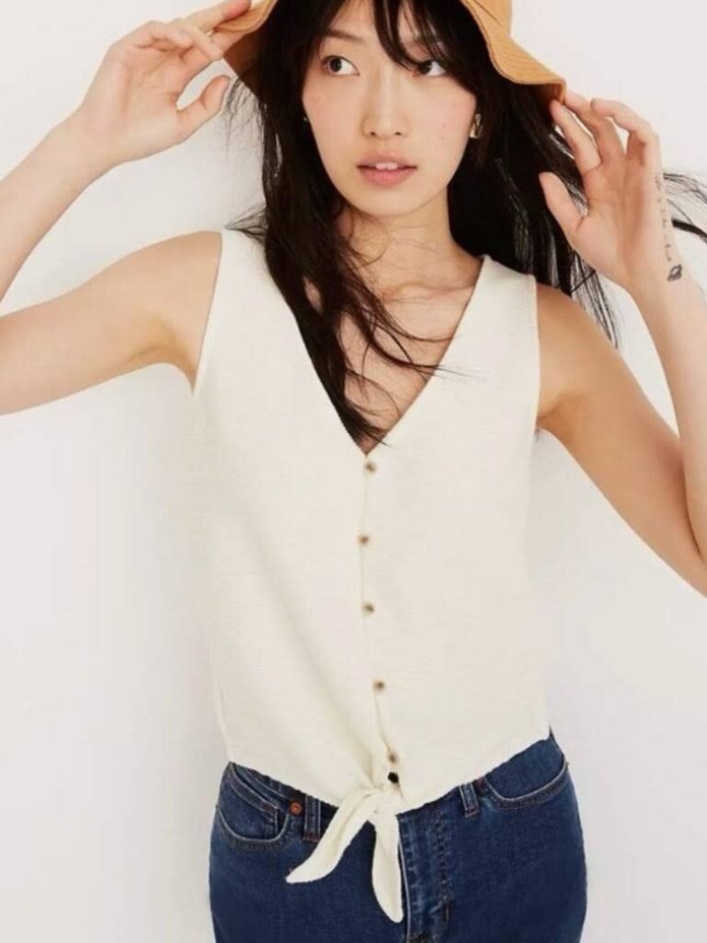 Madewell Texture And Thread Tie Front Tank